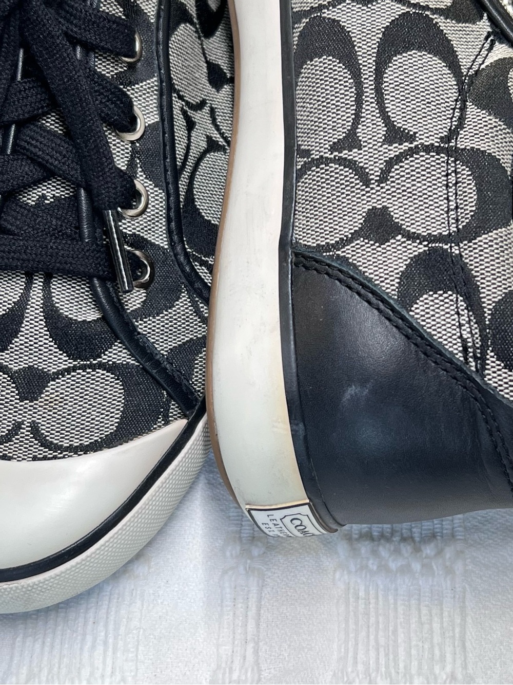 Coach Black & Cream Signature Canvas Lace-Up Sneakers - Picture 10 of 15
